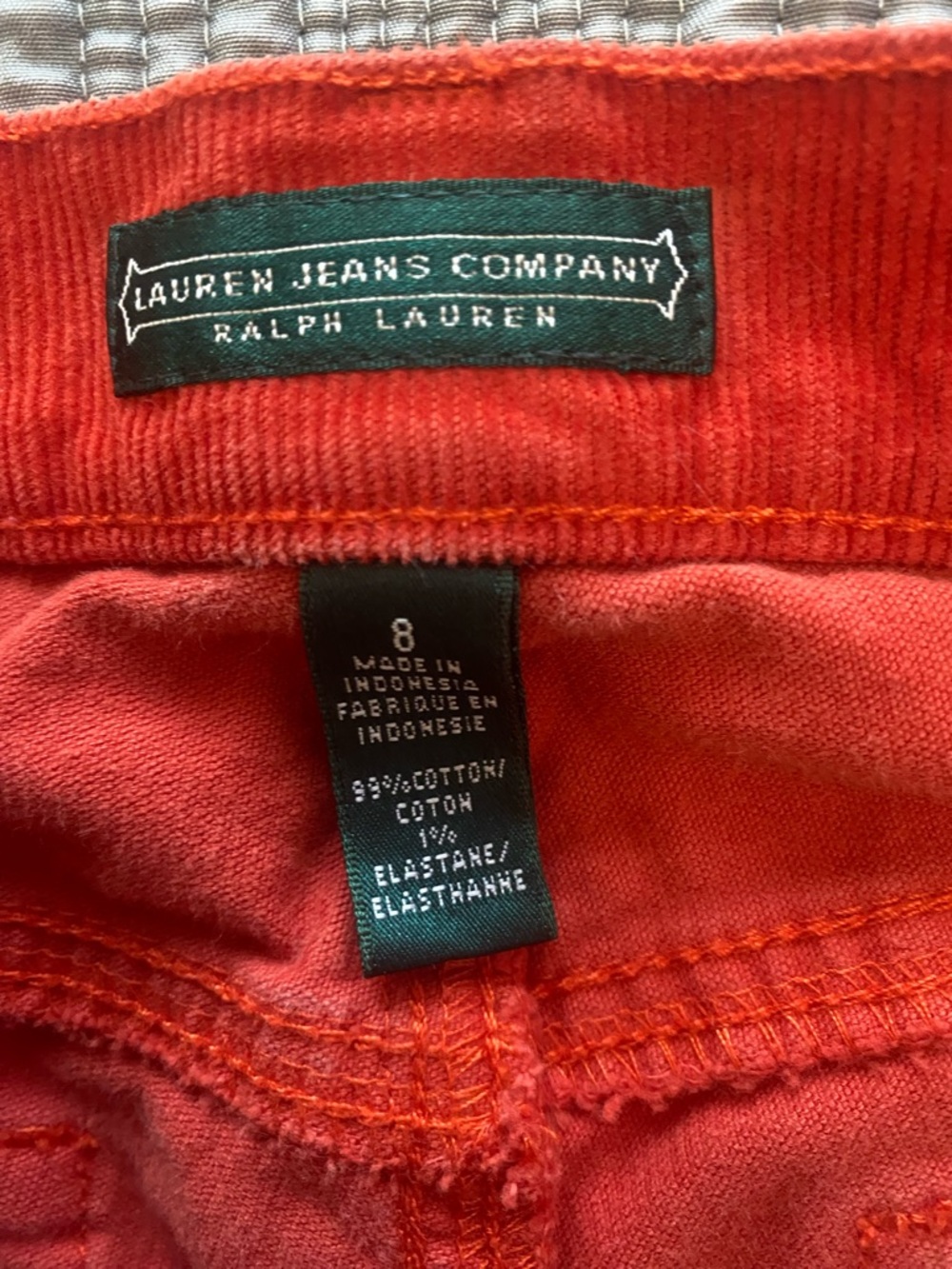 Ralph Lauren Women’s Corduroy Jeans in Bright Orange - Picture 3 of 5